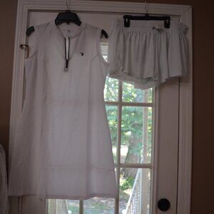 White sports dress and shorts size med. dress XL shorts new with tags